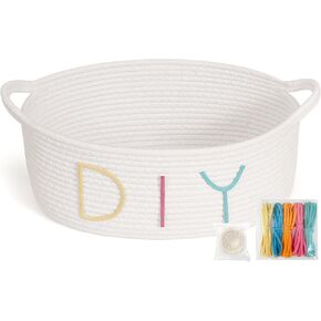 Goodpick Gift Basket, Small Woven Baskets for DIY, Cute Basket Storage Kids, Towel Basket with Handles, Baby Nursery Toy Baskets for Gifting, Living room, Bathroom, 12 x 8 x 5 Inches, White