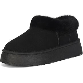 Women Platform Snow Boots Fuzzy Slippers Fluffy Mini Boots House Slippers Clogs Indoor Outdoor