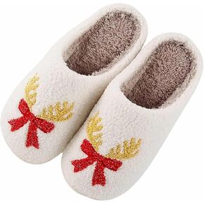 Christmas Slippers Grinch Santa Reindeer Slippers Soft Plush Fuzzy Slippers Cozy House Slippers for Women Men Indoor Outdoor Shoes