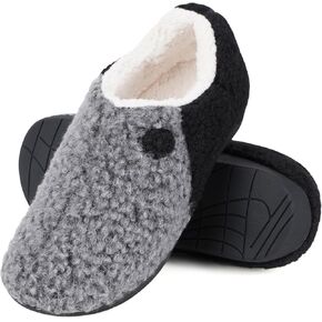 ERGOfoot Orthopedic Slippers with Arch Support for Women Men, Fuzzy House Slippers for Plantar Fasciitis Closed Back Indoor Shoes Soft Plush Sherpa Fleece Lining Moccasin Slippers