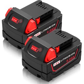 18V 6Ah Battery and N12-18C Dual Port Charger Set for Milwaukee Tools M12 M18 48-11-1850 48-11-1860 48-11-1820 48-11-1840 48-11-1815 48-11-1830 48-11-1870 Fast Charging