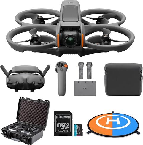 مجموعة DJI Avata 2 Fly More (ثلاث بطاريات) مع حافظة صلبة مصبوبة مخصصة Avata 2، وسادة هبوط مزدوجة الجوانب للطائرة بدون طيار مع حقيبة حمل، وحزمة بطاقة MicroSD سعة 128 جيجابايت (4 عناصر) in Kuwait