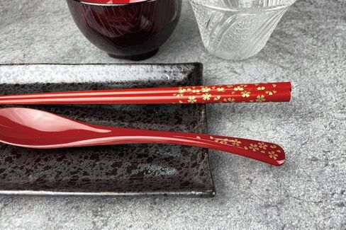 Premium Japanese Chopsticks with Spoon Reusable [ Made in Japan ] Traditional Lacquer Art Wooden Chopsticks (Gold Flower BK(YM2001)) in Kuwait