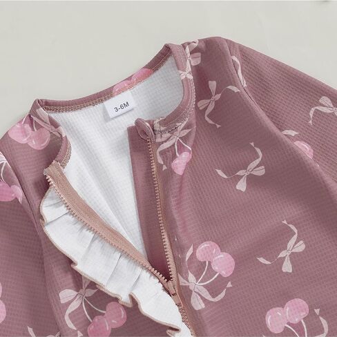 Nebworn Baby Girl Footie Jumpsuit Long Sleeve Ruffle One Piece Waffle Romper Bodysuit Coming Home Fall Clothes Set in Kuwait
