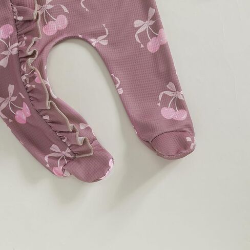 Nebworn Baby Girl Footie Jumpsuit Long Sleeve Ruffle One Piece Waffle Romper Bodysuit Coming Home Fall Clothes Set in Kuwait