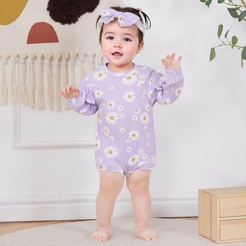 الرضع طفلة الخريف وتتسابق ديزي الكشكشة طويلة الأكمام مضلع رومبير بذلة 2 قطعة ملابس الشتاء فتاة الوليد in Kuwait