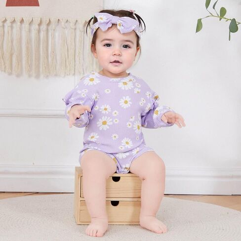 الرضع طفلة الخريف وتتسابق ديزي الكشكشة طويلة الأكمام مضلع رومبير بذلة 2 قطعة ملابس الشتاء فتاة الوليد in Kuwait