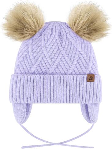 Cozy Toddler Winter Hat with Earflap, Fleece Lining, Pom Pom for Girls, Boys - Soft Baby Toddler Beanie for Winter in Saudi Arabia