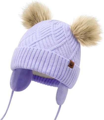 Cozy Toddler Winter Hat with Earflap, Fleece Lining, Pom Pom for Girls, Boys - Soft Baby Toddler Beanie for Winter in Saudi Arabia