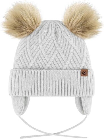 Cozy Toddler Winter Hat with Earflap, Fleece Lining, Pom Pom for Girls, Boys - Soft Baby Toddler Beanie for Winter in Saudi Arabia