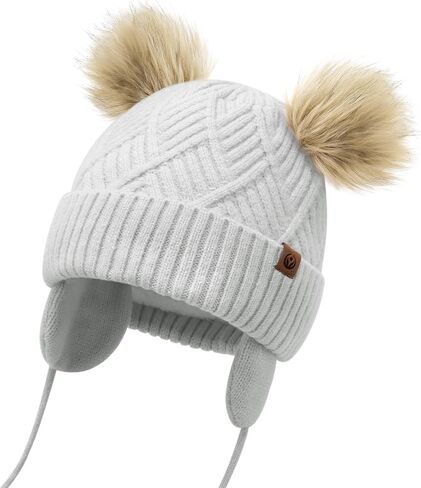 Cozy Toddler Winter Hat with Earflap, Fleece Lining, Pom Pom for Girls, Boys - Soft Baby Toddler Beanie for Winter in Saudi Arabia