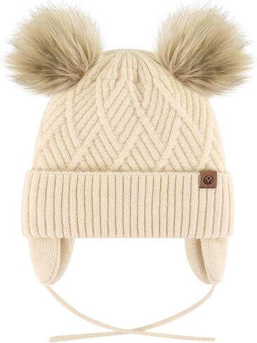 Cozy Toddler Winter Hat with Earflap, Fleece Lining, Pom Pom for Girls, Boys - Soft Baby Toddler Beanie for Winter in Saudi Arabia