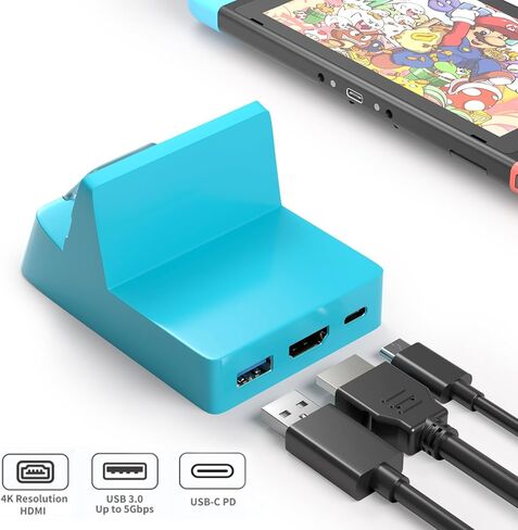 محطة إرساء سويتش للتلفزيون نينتندو سويتش مع محول HDMI 4K/منفذ من النوع C/منفذ USB بديل لمحول التلفزيون، محطة مستندات سويتش محمولة لنينتندو سويتش/OLED/شاحن سطح البخار in Kuwait