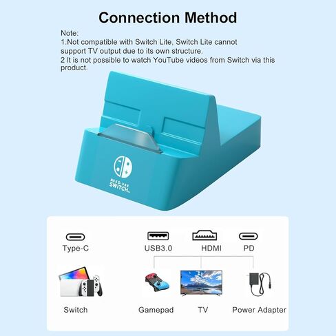 محطة إرساء سويتش للتلفزيون نينتندو سويتش مع محول HDMI 4K/منفذ من النوع C/منفذ USB بديل لمحول التلفزيون، محطة مستندات سويتش محمولة لنينتندو سويتش/OLED/شاحن سطح البخار in Kuwait