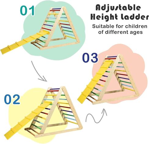 Costzon Foldable Climbing Toys for Toddlers, 3 in 1 Montessori Wooden Triangle Climber for Sliding & Climbing, Kids Indoor Climbers & Gym Play Structures for Boys Girls Gift Present in Saudi Arabia