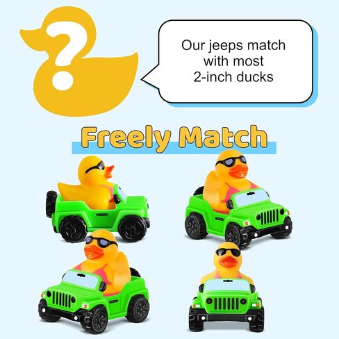 Jeep for Rubber Ducks, 3.5 Inch Jeep Toy Match Most 2 in Rubber Ducks, Jeep Toy for Jeep Dashboard Decorations Accessory Jeep Duck Collection Christmas Birthday Gifts(Green) in Kuwait