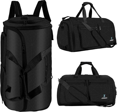 Convertible Garment Bag, Carry on Garment Duffel Bag for Travel with Double Back Strap and Detachable Shoulder 2 in 1 Hanging Suitcase Suit Bag for Men Women (Snow Black) in Saudi Arabia