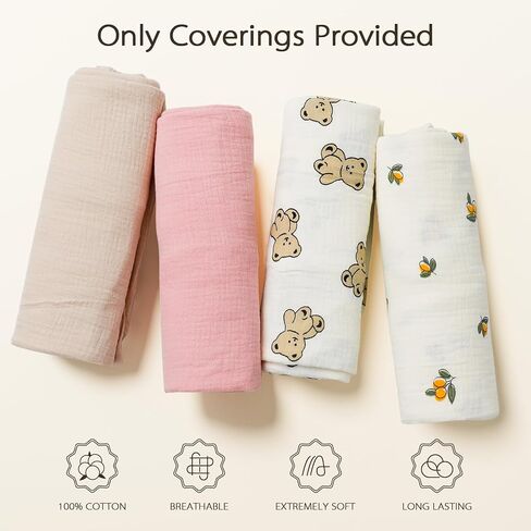 Muslin Baby Lounger Cover, 2 Pack 100% Cotton Soft and Breathable Infant Lounger Cover for Babies 0-24 Months, Removable Newborn Lounger Slipcover Replacement for Boys Girls (Olive Flower,Pink) in Saudi Arabia