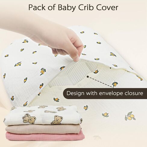 Muslin Baby Lounger Cover, 2 Pack 100% Cotton Soft and Breathable Infant Lounger Cover for Babies 0-24 Months, Removable Newborn Lounger Slipcover Replacement for Boys Girls (Olive Flower,Pink) in Saudi Arabia