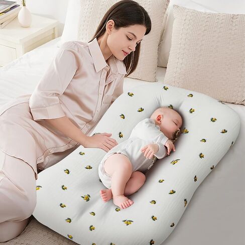 Muslin Baby Lounger Cover, 2 Pack 100% Cotton Soft and Breathable Infant Lounger Cover for Babies 0-24 Months, Removable Newborn Lounger Slipcover Replacement for Boys Girls (Olive Flower,Pink) in Saudi Arabia