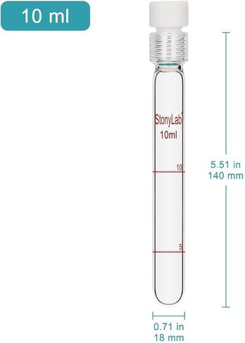 أنبوب اختبار زجاجي من stonylab مع غطاء PTFE، زجاج بوروسيليكات سميك قابل لإعادة الاستخدام، أنابيب متدرجة مقاومة للضغط، أنابيب قياس الألوان مع غطاء لولبي PTFE in Saudi Arabia