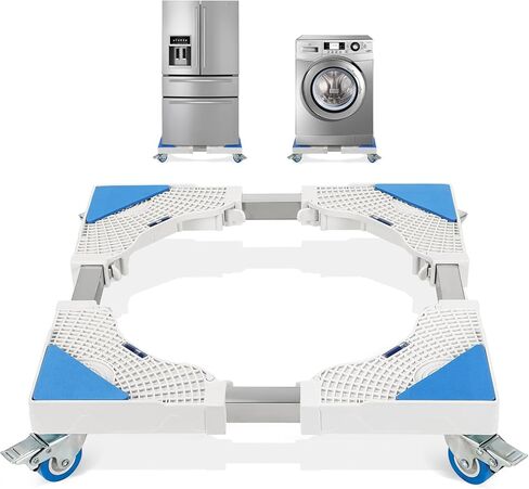 حامل ثلاجة صغير من NATGAI، قاعدة دوارة للأثاث قابلة للتعديل مع 4 عجلات دوارة للقفل، عربة متحركة بقاعدة متنقلة عالمية للغسالة والثلاجة والمجفف (8 عجلات) in Kuwait