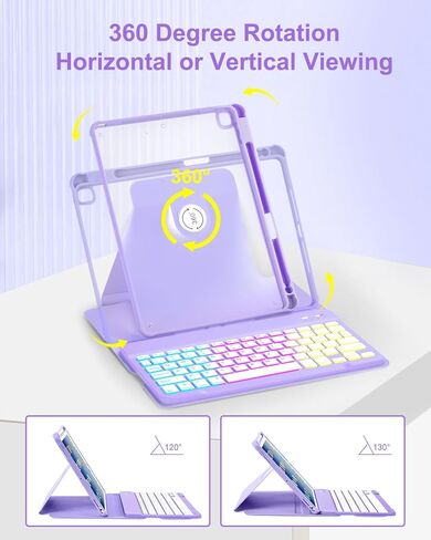 Case with Keyboard for iPad 9th 8th 7th Generation 10.2 inch,7 Rainbow Backlit Detachable Wireless Keyboard Rotatable Magnetic Cover Pencil Holder for iPad Air 3rd Gen/Pro 10.5 Watermelon Red in Kuwait