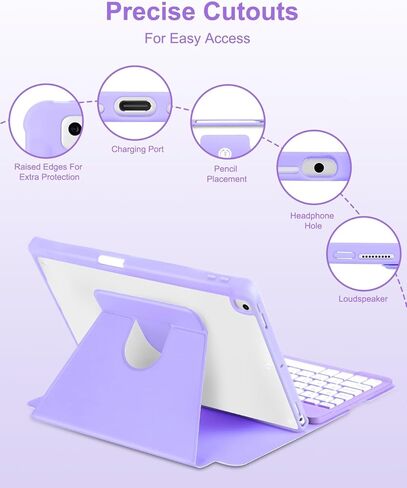 Case with Keyboard for iPad 9th 8th 7th Generation 10.2 inch,7 Rainbow Backlit Detachable Wireless Keyboard Rotatable Magnetic Cover Pencil Holder for iPad Air 3rd Gen/Pro 10.5 Watermelon Red in Kuwait