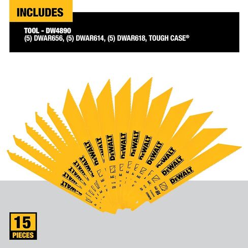 DeWalt DW4890 مجموعة شفرات منشار ترددية ثنائية المعدن مكونة من 15 قطعة مع حافظة in Saudi Arabia