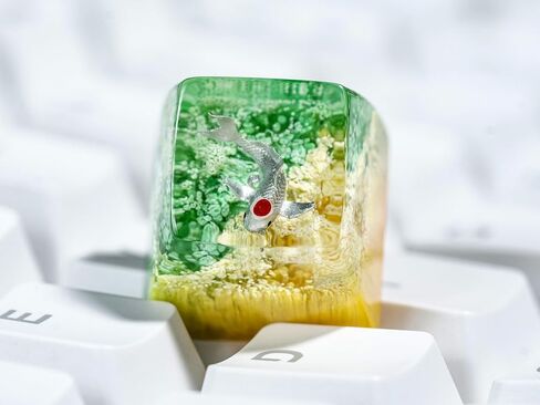 DATKEY Red Koi on Blue and Yellow Background Artisan Keycap Koi Resin Keyboard Keycaps Cute Keycaps Artisan Keycap Aesthetic Keycaps Custom Keycaps Koi Gifts for Gaming Lover Gamer Man in Saudi Arabia
