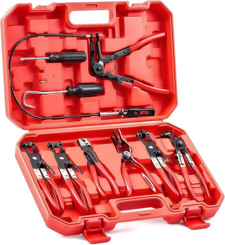 Orion Motor Tech 9pc Hose Clamp Pliers, Hose Clamp Remover Kit with Flexible Wire Long Reach Hose Clamp Clic R Type Swivel Jaw and Flat Band Pliers for Coolant Radiator Heater and Water Hose in Kuwait