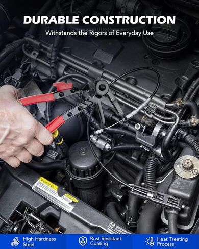 Orion Motor Tech 9pc Hose Clamp Pliers, Hose Clamp Remover Kit with Flexible Wire Long Reach Hose Clamp Clic R Type Swivel Jaw and Flat Band Pliers for Coolant Radiator Heater and Water Hose in Kuwait