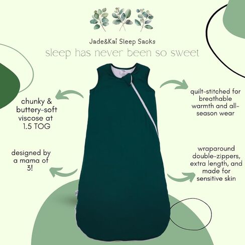 Jade&Kai Sleep Sack for Babies | Soft Viscose | Wraparound Zipper | 1.5 TOG Breathable Warmth | Modern Design in Saudi Arabia