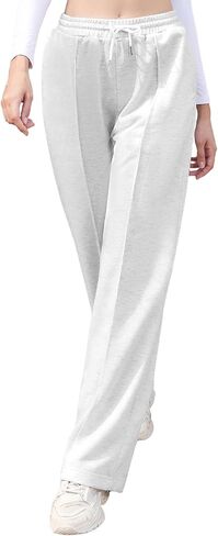 بنطال رياضي بأرجل واسعة للنساء برباط وخصر مطاطي للركض مع جيوب in Kuwait