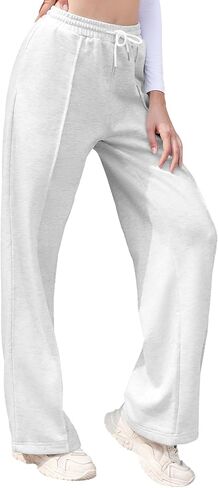 بنطال رياضي بأرجل واسعة للنساء برباط وخصر مطاطي للركض مع جيوب in Kuwait