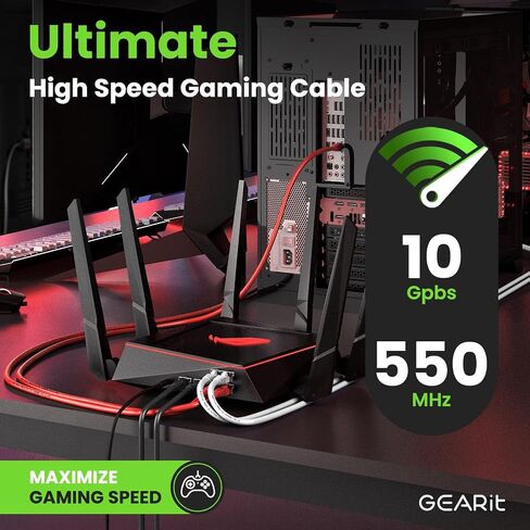 GearIT RJ45 Cat 6 Ethernet Patch Cable for TV, Modem, PC Gaming, 10Gbps, Gold-Plated Connectors, Snagless, Network Cable, Internet Cable, 14 Feet, White in Saudi Arabia