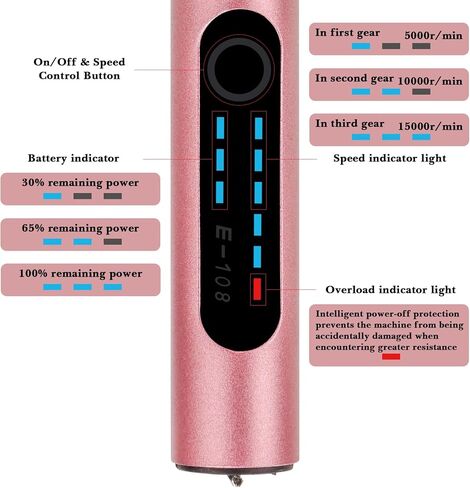 3-Speed Cordless Mini Drill Pen with 10 Small Drill Bits, Rechargeable Electric Hand Drill, Resin Drill Set for Jewelry Making Plastic Wood Keychains DIY (Rose Gold) in Kuwait