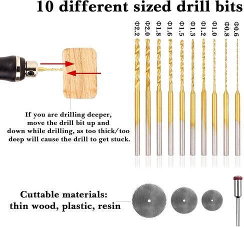 3-Speed Cordless Mini Drill Pen with 10 Small Drill Bits, Rechargeable Electric Hand Drill, Resin Drill Set for Jewelry Making Plastic Wood Keychains DIY (Rose Gold) in Kuwait