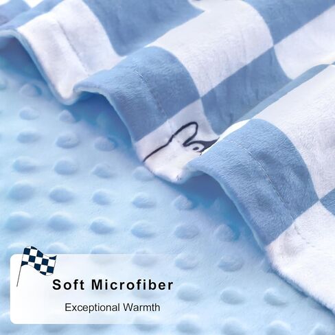 Baby Blanket for Boys Soft Lightweight Minky Blanket with Double Layer Dotted Backing, Checkered Blanket with Cute Penguin Designfor Infant Toddler Nursery Blue 30 x 40 Inch in Saudi Arabia