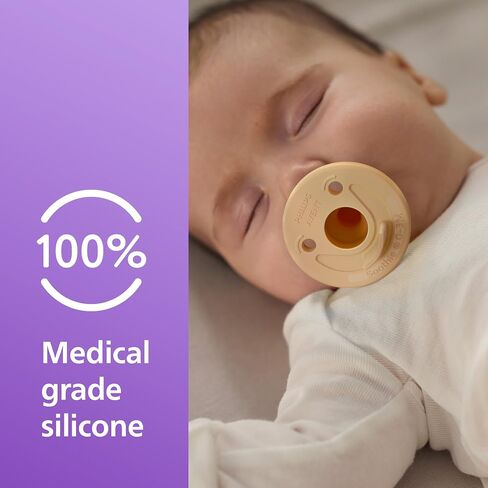 Philips Avent Soothie 0-3 Months Orthodontic Baby Pacifiers, 100% Silicone Pacifiers, One Piece, BPA-Free, 2 Lilac and 2 Pink, 4 Pack, Model SCF190/70 in Saudi Arabia