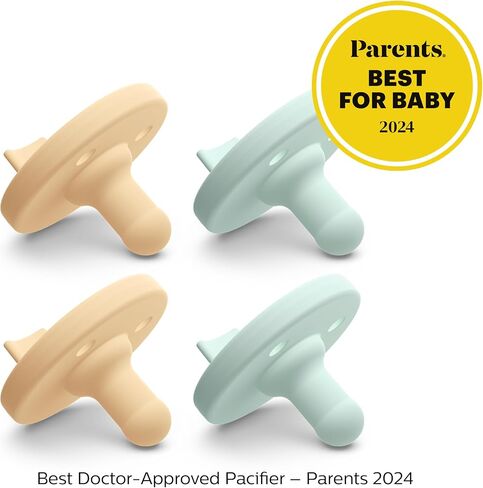 Philips Avent Soothie 0-3 Months Orthodontic Baby Pacifiers, 100% Silicone Pacifiers, One Piece, BPA-Free, 2 Lilac and 2 Pink, 4 Pack, Model SCF190/70 in Saudi Arabia