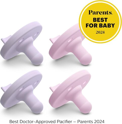 Philips Avent Soothie 0-3 Months Orthodontic Baby Pacifiers, 100% Silicone Pacifiers, One Piece, BPA-Free, 2 Lilac and 2 Pink, 4 Pack, Model SCF190/70 in Saudi Arabia