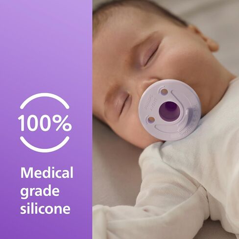 Philips Avent Soothie 0-3 Months Orthodontic Baby Pacifiers, 100% Silicone Pacifiers, One Piece, BPA-Free, 2 Lilac and 2 Pink, 4 Pack, Model SCF190/70 in Saudi Arabia