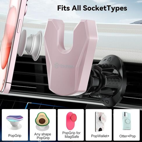 Socket Grip Car Phone Mount, Grip Air Vent Car Phone Holder Compatible with iPhone, All Phones with Socket Grip, Comes with Upgraded Four-Point Positioning Metal Hook -Green in Saudi Arabia