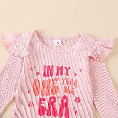 SAYOO First Birthday Outfit Baby Girl Ribbed Ruffle in My One Year Old Era Romper Jumpsuit Birthday Girl 1 Year Old gift in Saudi Arabia
