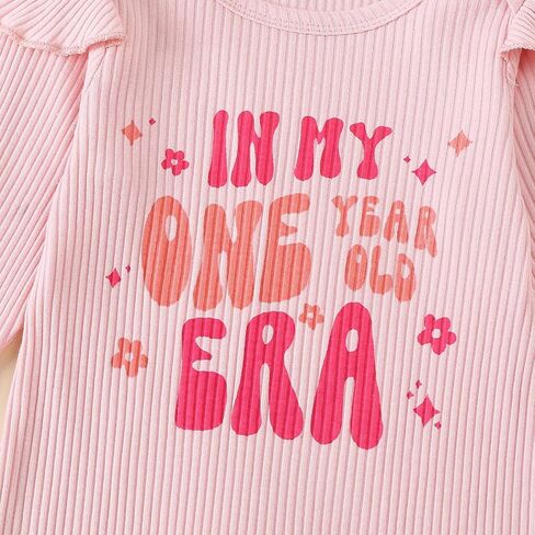 SAYOO First Birthday Outfit Baby Girl Ribbed Ruffle in My One Year Old Era Romper Jumpsuit Birthday Girl 1 Year Old gift in Saudi Arabia