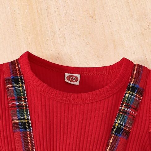 MERSARIPHY Baby Girl Fall Winter Outfits Plaid Christmas Romper Newborn Dress Infant Lace Ruffle Ribbed Knit Cute Clothes Set in Saudi Arabia