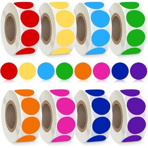 3000 Pcs Colored Dot Stickers 1 Inch 6 Color Coding Labels Round Colored Circle Stickers, Round Color Coding Circle Dot Labels, Colorful Coding Label Sticker for Office, Student Classroom（1Inch)