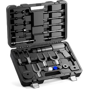 25PCS Multi-functional Pneumatic Hammer Piece Chisel Set, Air Hammer Kit, 2100 BPM Quick Change Retainer Air Hammer with Shovel Heads, Ball Joint Separator Set, Air hammer Bits