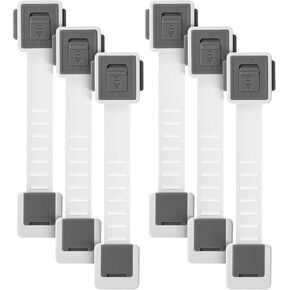 Bates- Child Safety Strap Locks, 6 Pack, Baby Cabinet Locks with Adjustable Strap Length, Toilet Locks Baby Proof, Child Proof Drawer Locks, Cabinet Baby Locks for Cabinets, Child Proof Cabinet Locks